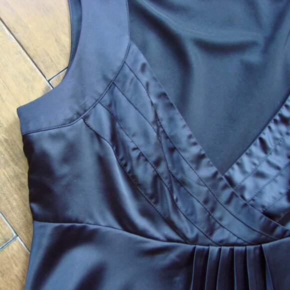 Y2K Black Satin Babydoll Cami Top Tristan Sleeveless Crisscross Pleated Small - Picture 5 of 15